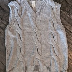 Gray cable knit sweater vest